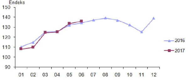 Takvim etkilerinden arındırılmış perakende satış hacim endeksi, Haziran 2017 [2010=100]