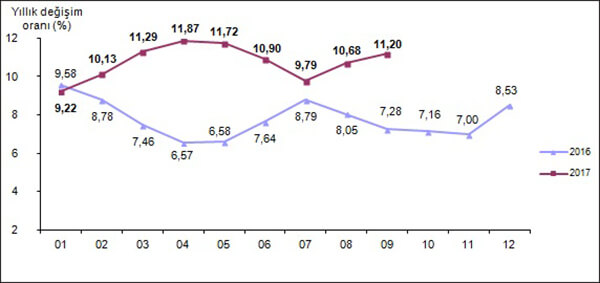 Tüketici fiyat endeksi, Eylül 2017