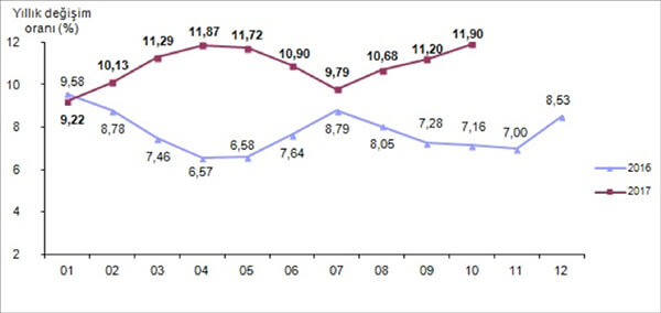 Tüketici fiyat endeksi, Ekim 2017 [2003=100]