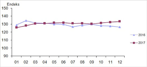 Takvim etkilerinden arındırılmış perakende satış hacim endeksi, Aralık 2017 [2010=100]